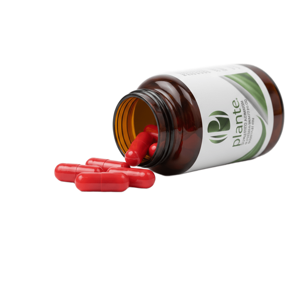 Bote de pastillas caps plante tirado y pastilla saliendo